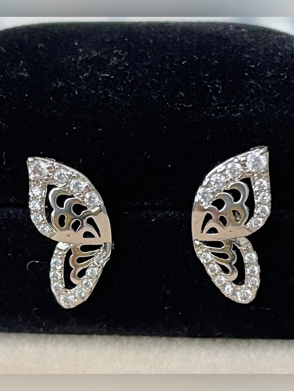 Melinda Maria Silver Butterfly CZ Stud Earrings